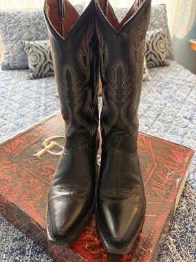 Classic Black Leather Western Boots Cowboy Pro 8.5